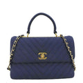 Chanel Trendy CC Small Jersey Chevron Top Handle Shoulder Bag Blue