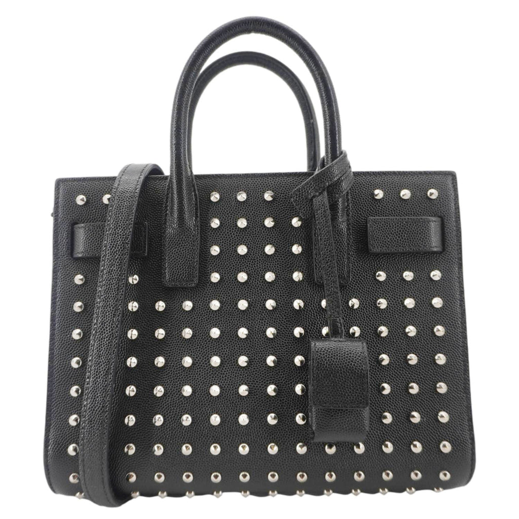 YVES SAINT LAURENT Studded Sac De jour Leather Shoulder Bag Black