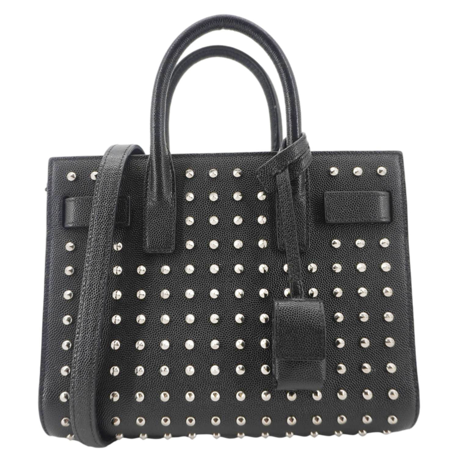 YVES SAINT LAURENT Studded Sac De jour Leather Shoulder Bag Black