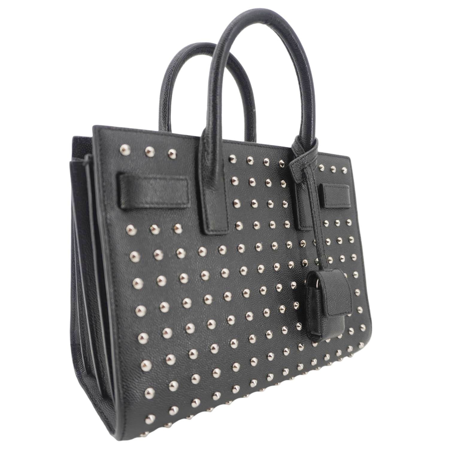 YVES SAINT LAURENT Studded Sac De jour Leather Shoulder Bag Black
