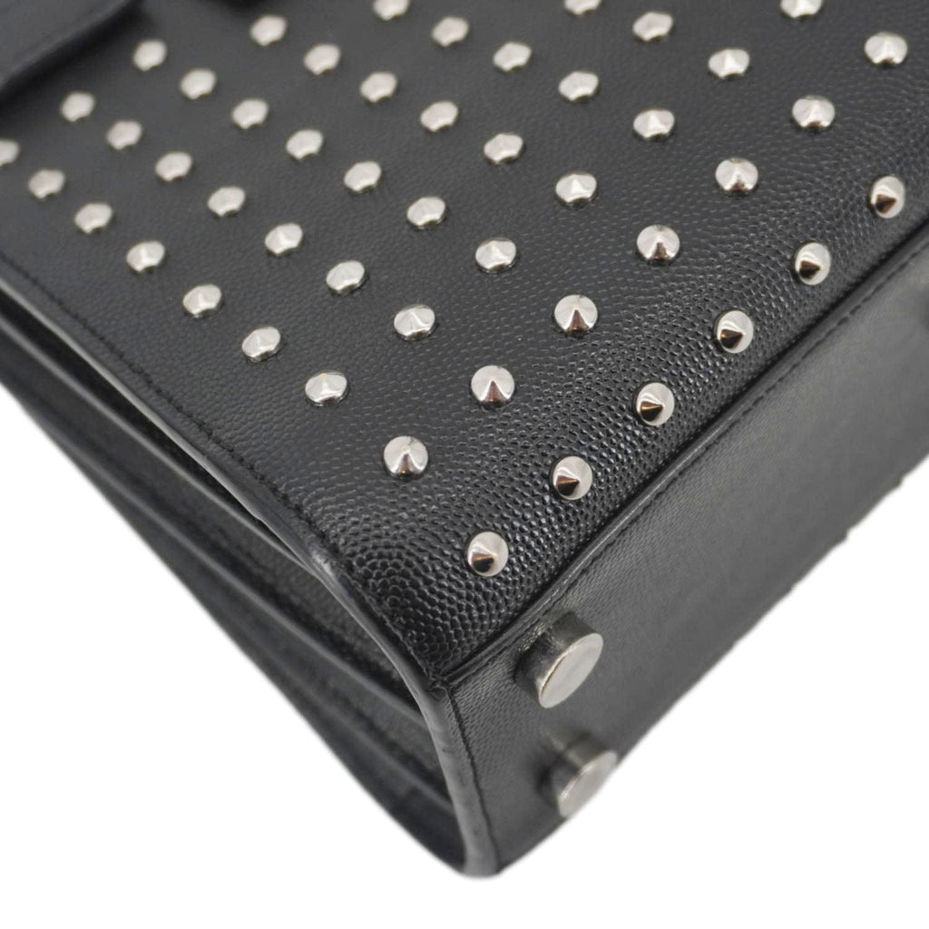 YVES SAINT LAURENT Studded Sac De jour Leather Shoulder Bag Black
