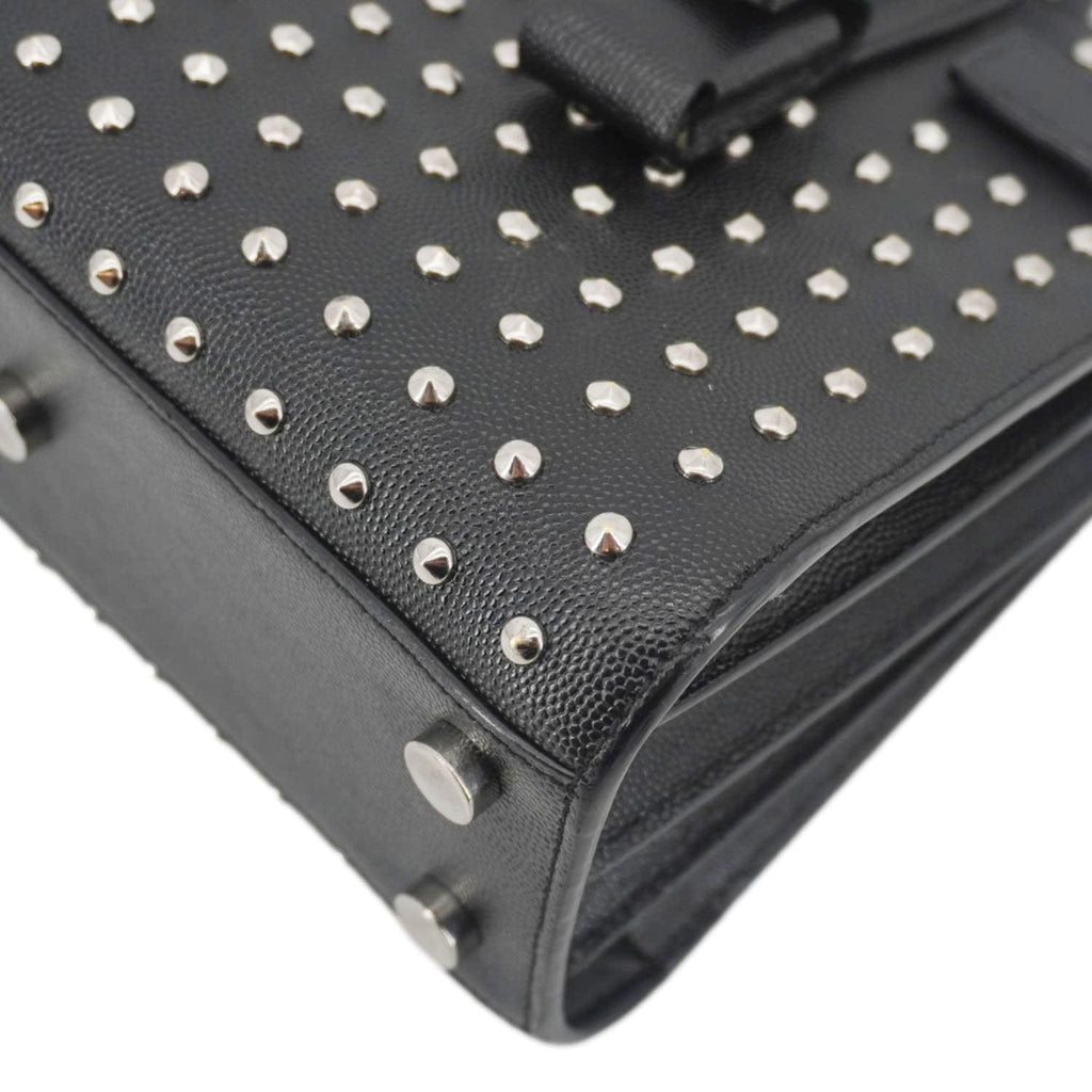 YVES SAINT LAURENT Studded Sac De jour Leather Shoulder Bag Black