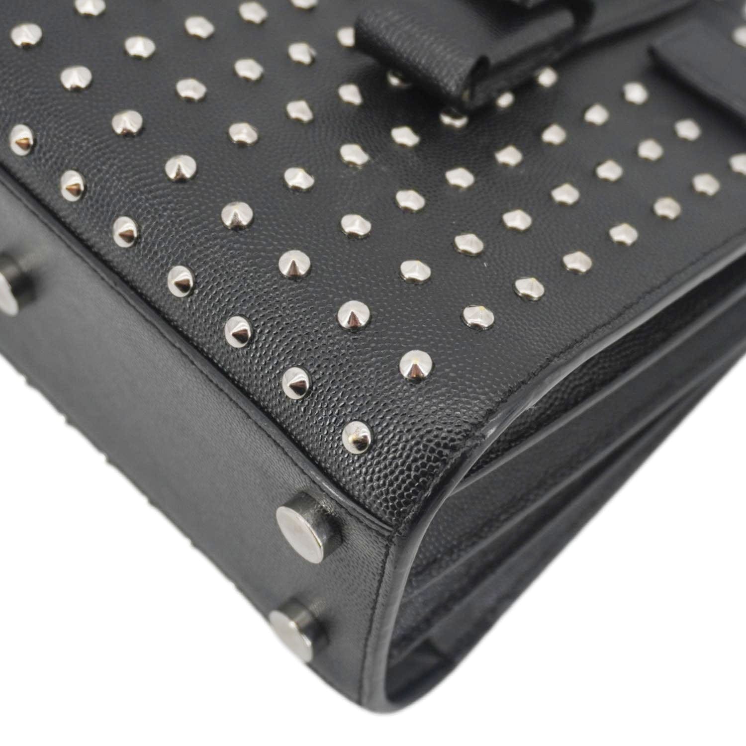 YVES SAINT LAURENT Studded Sac De jour Leather Shoulder Bag Black