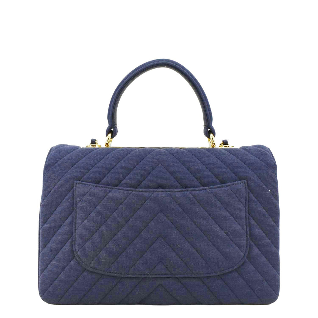 Chanel Trendy CC Small Jersey Chevron Top Handle Shoulder Bag Blue