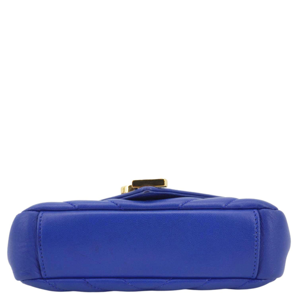 YVES SAINT LAURENT Classic Baby Monogram Chevron Leather Crossbody Bag Blue