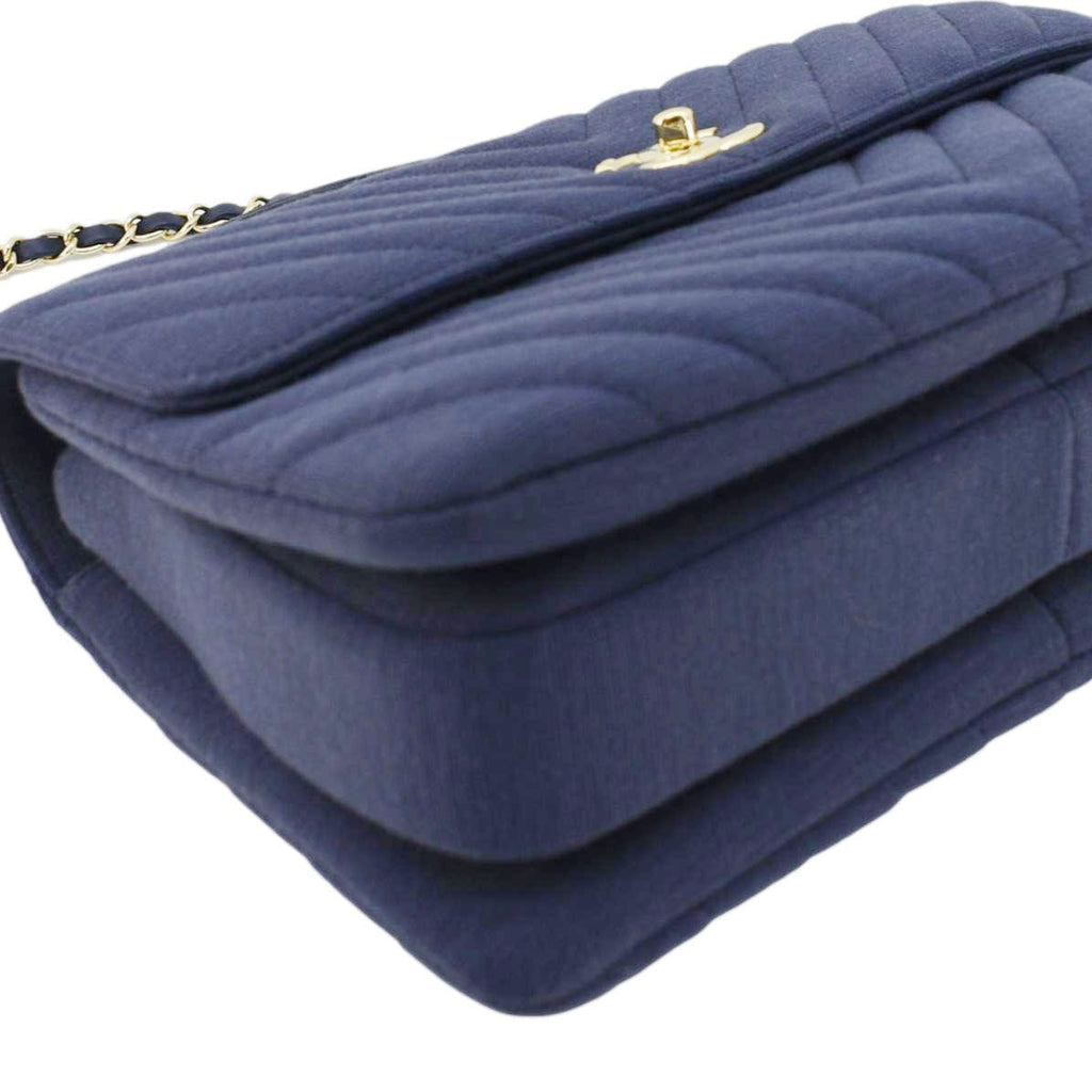 Chanel Trendy CC Small Jersey Chevron Top Handle Shoulder Bag Blue