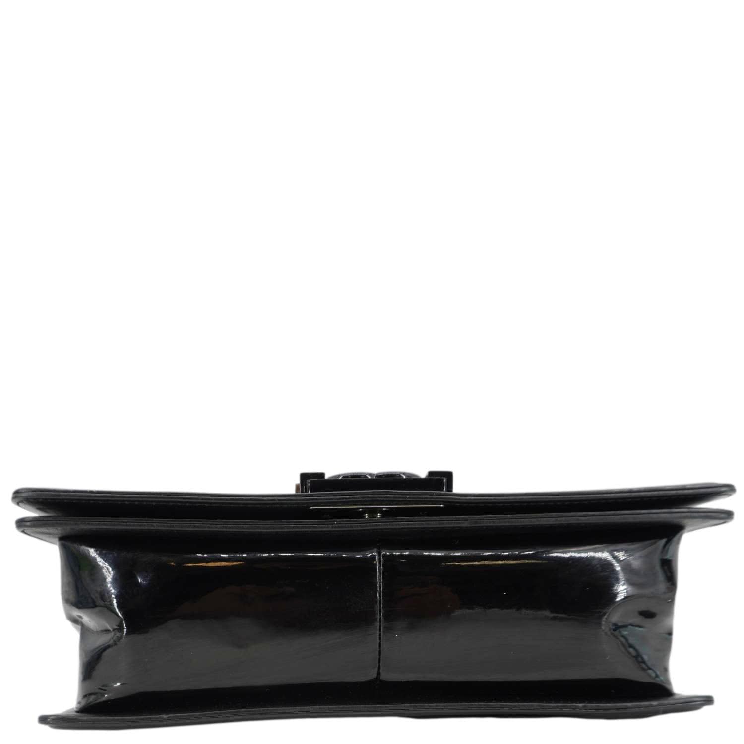 Chanel Boy Flap Medium Plexiglass Patent Leather Crossbody Bag Black