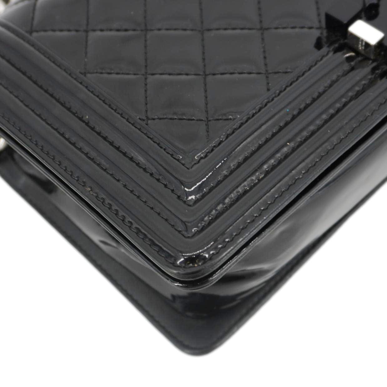 Chanel Boy Flap Medium Plexiglass Patent Leather Crossbody Bag Black
