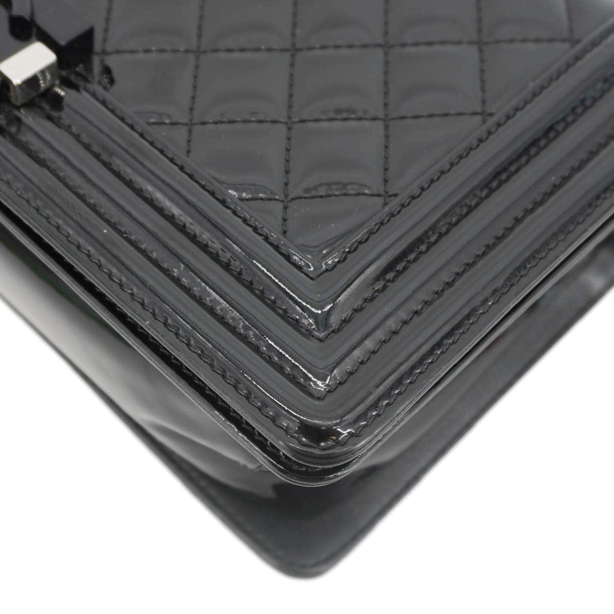 Chanel Boy Flap Medium Plexiglass Patent Leather Crossbody Bag Black