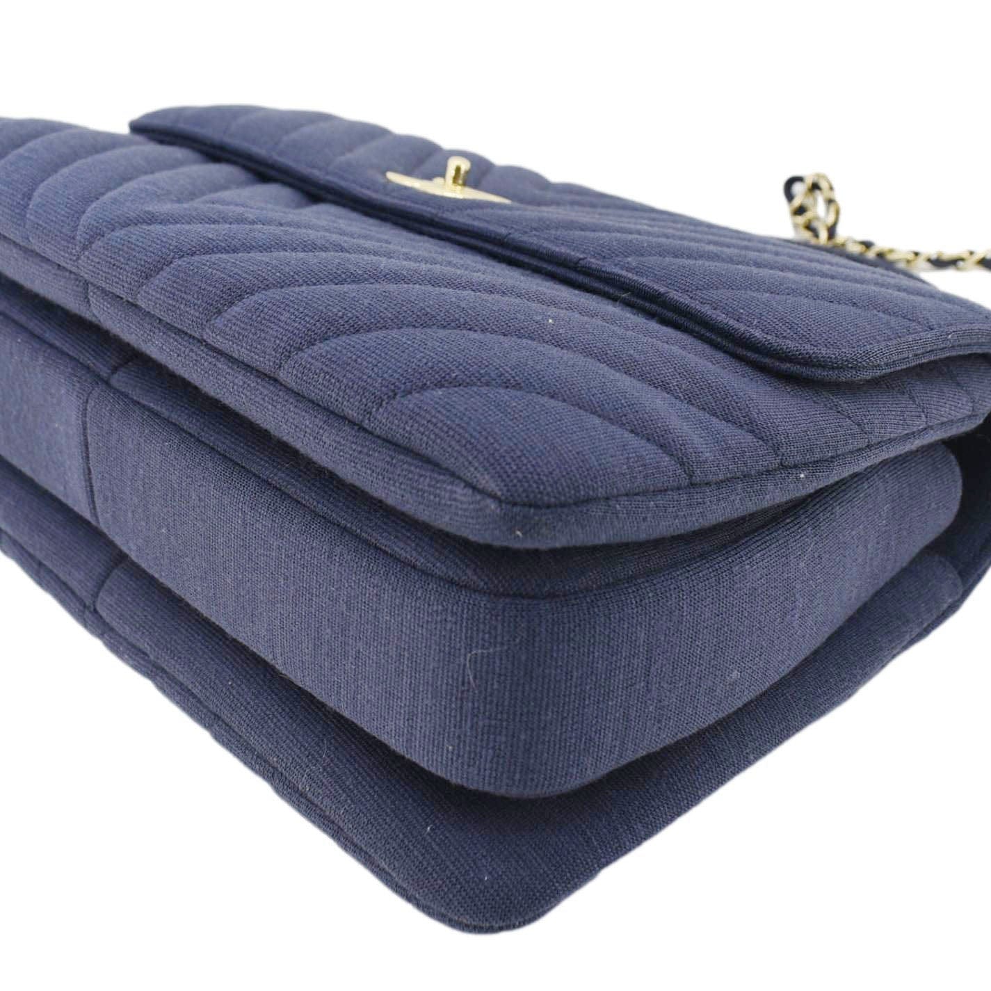 Chanel Trendy CC Small Jersey Chevron Top Handle Shoulder Bag Blue