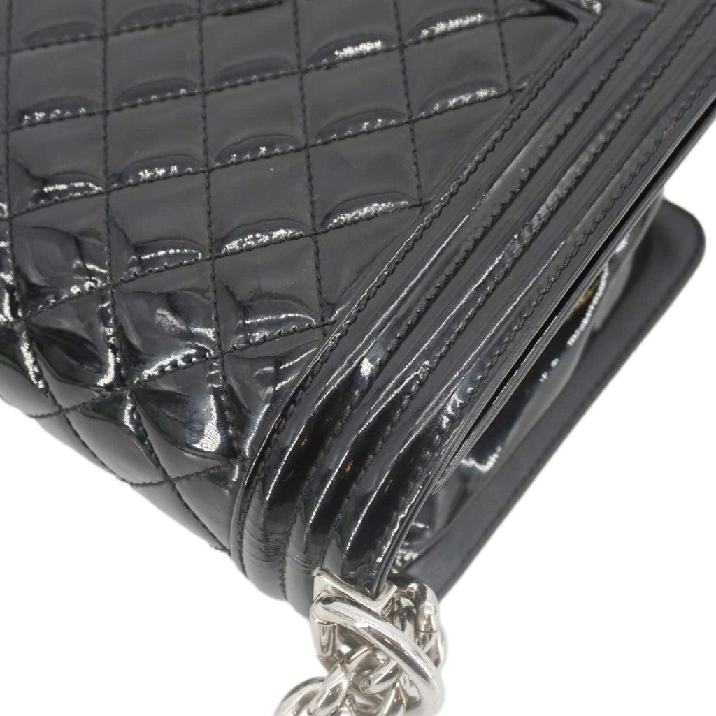 Chanel Boy Flap Medium Plexiglass Patent Leather Crossbody Bag Black