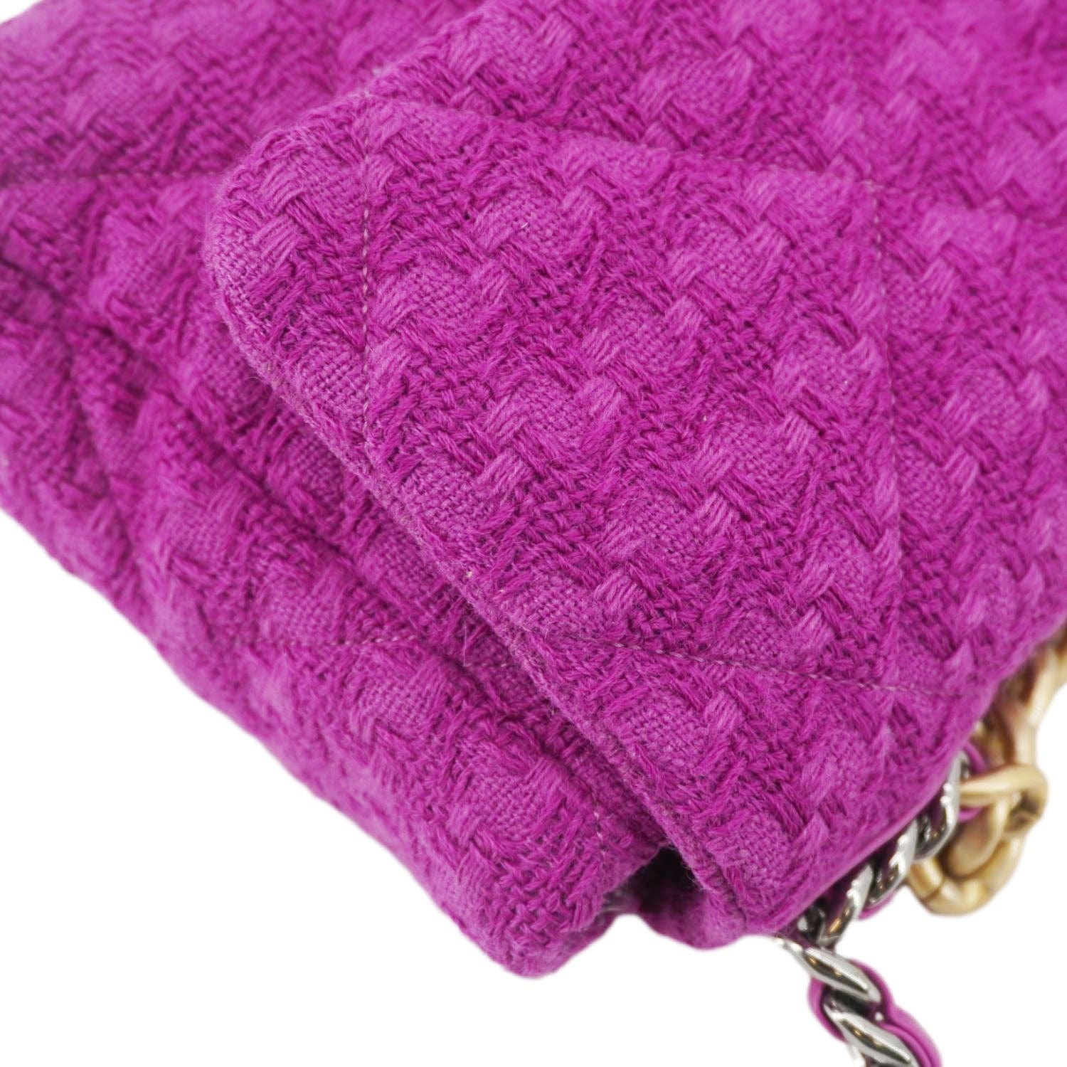 Chanel 19 Flap Quilted Tweed Shoulder Bag Purple
