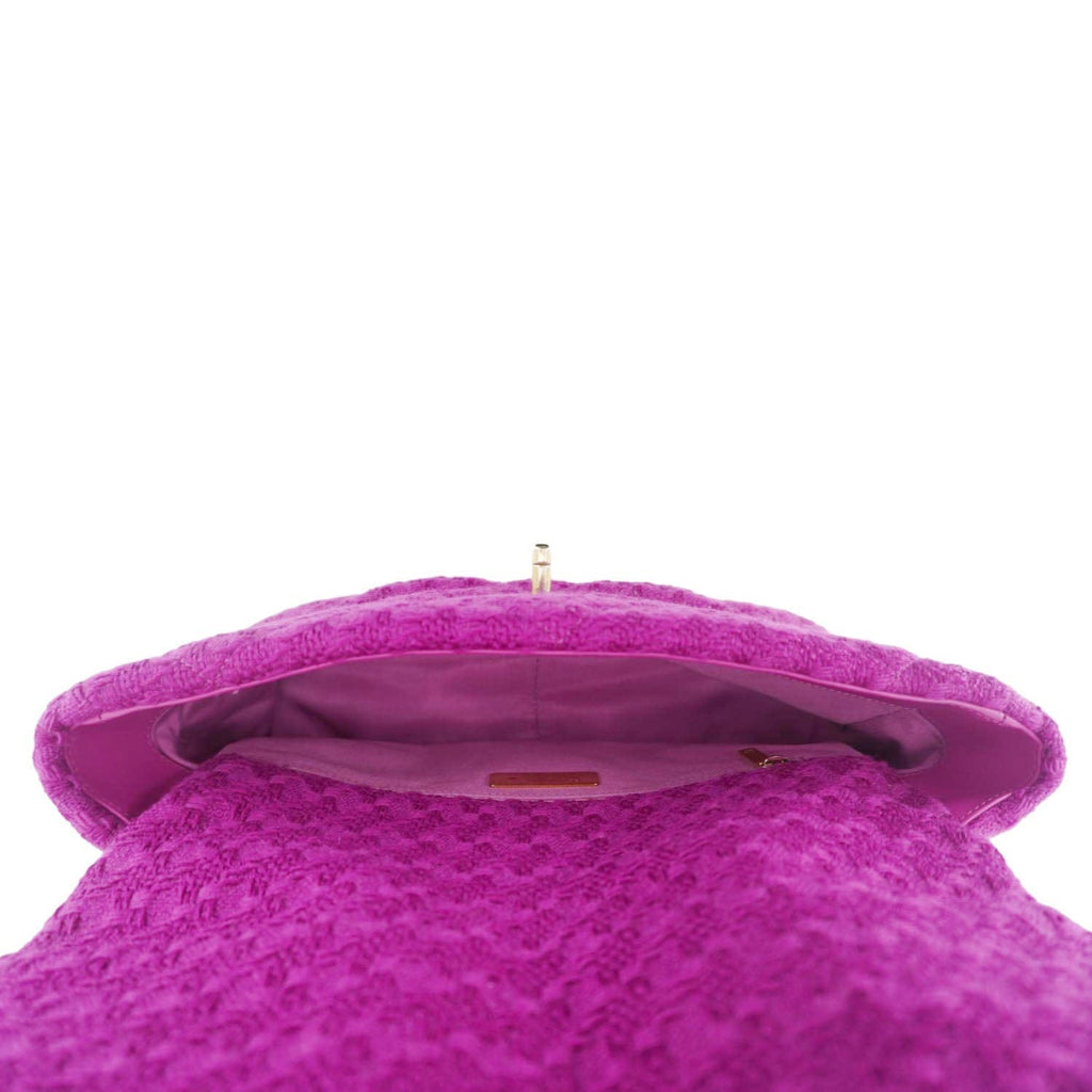 Chanel 19 Flap Quilted Tweed Shoulder Bag Purple