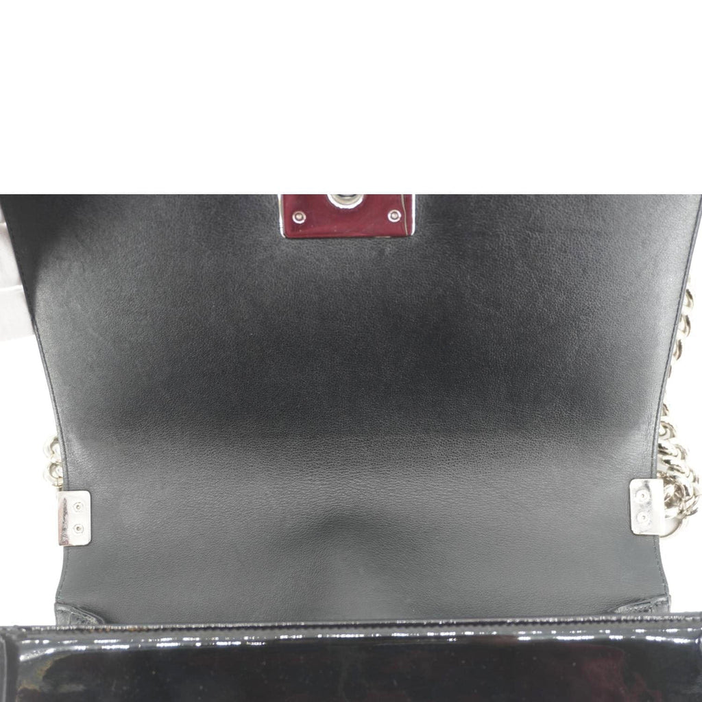 Chanel Boy Flap Medium Plexiglass Patent Leather Crossbody Bag Black