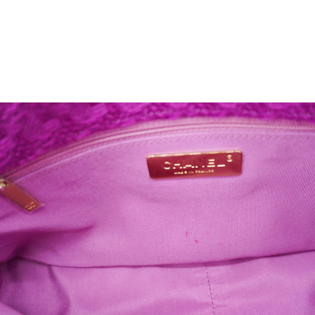 Chanel 19 Flap Quilted Tweed Shoulder Bag Purple