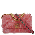 Chanel 19 Medium Flap Quilted Sequin Shoulder Bag Hot Pink