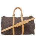 LOUIS VUITTON Keepall 45 Bandouliere Monogram Canvas Travel Bag Brown