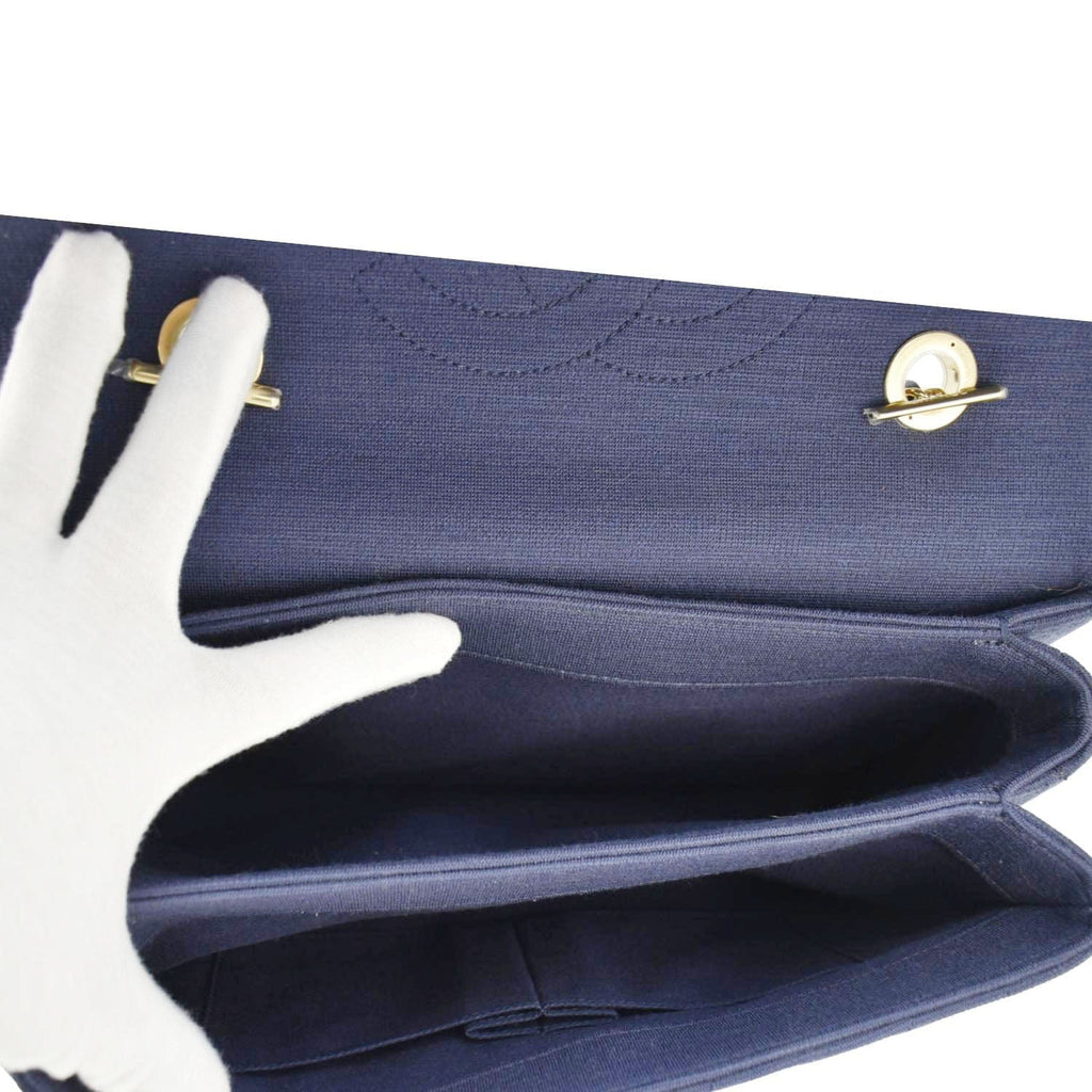 Chanel Trendy CC Small Jersey Chevron Top Handle Shoulder Bag Blue