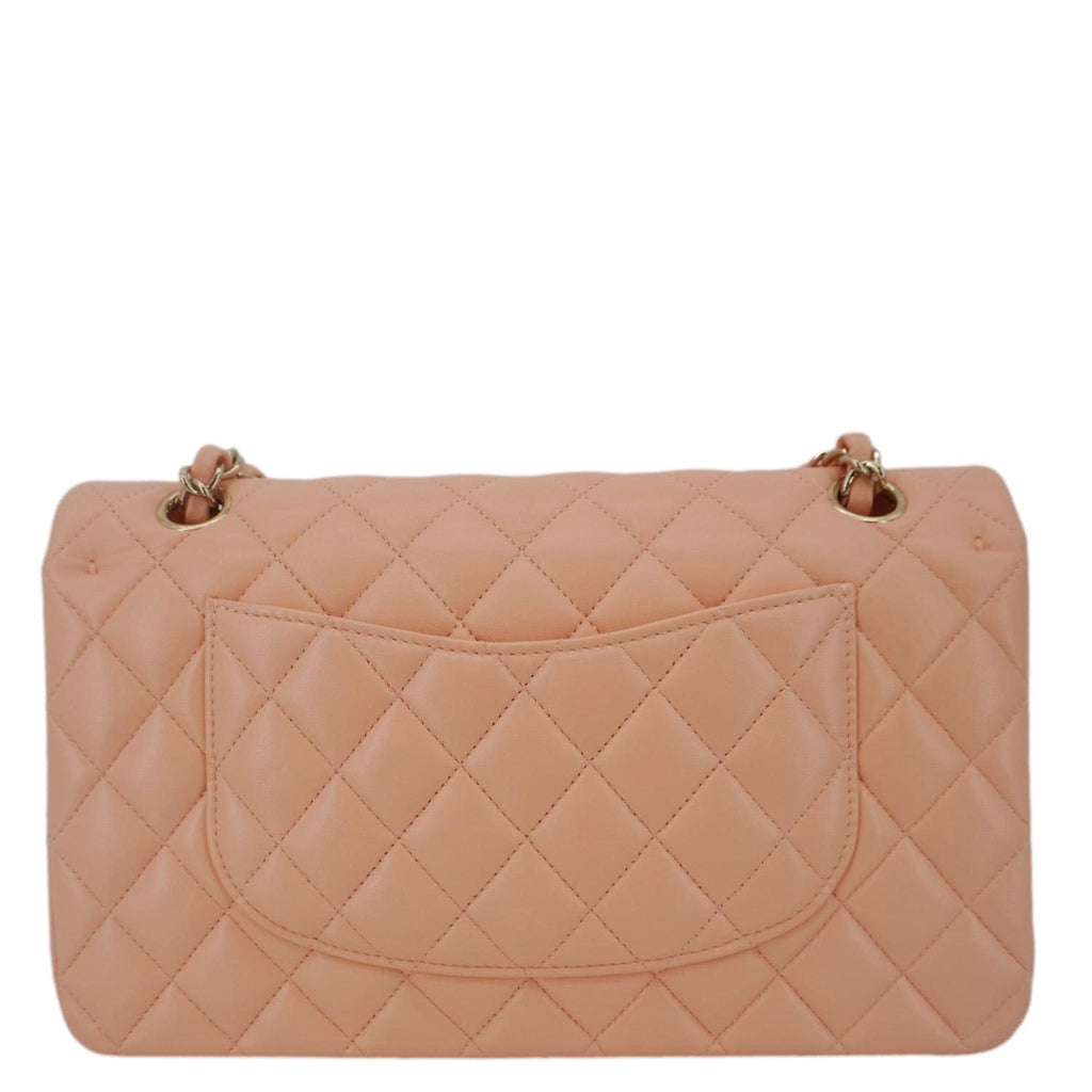Chanel Classic Double Flap Quilted Leather Crossbody Bag Peach