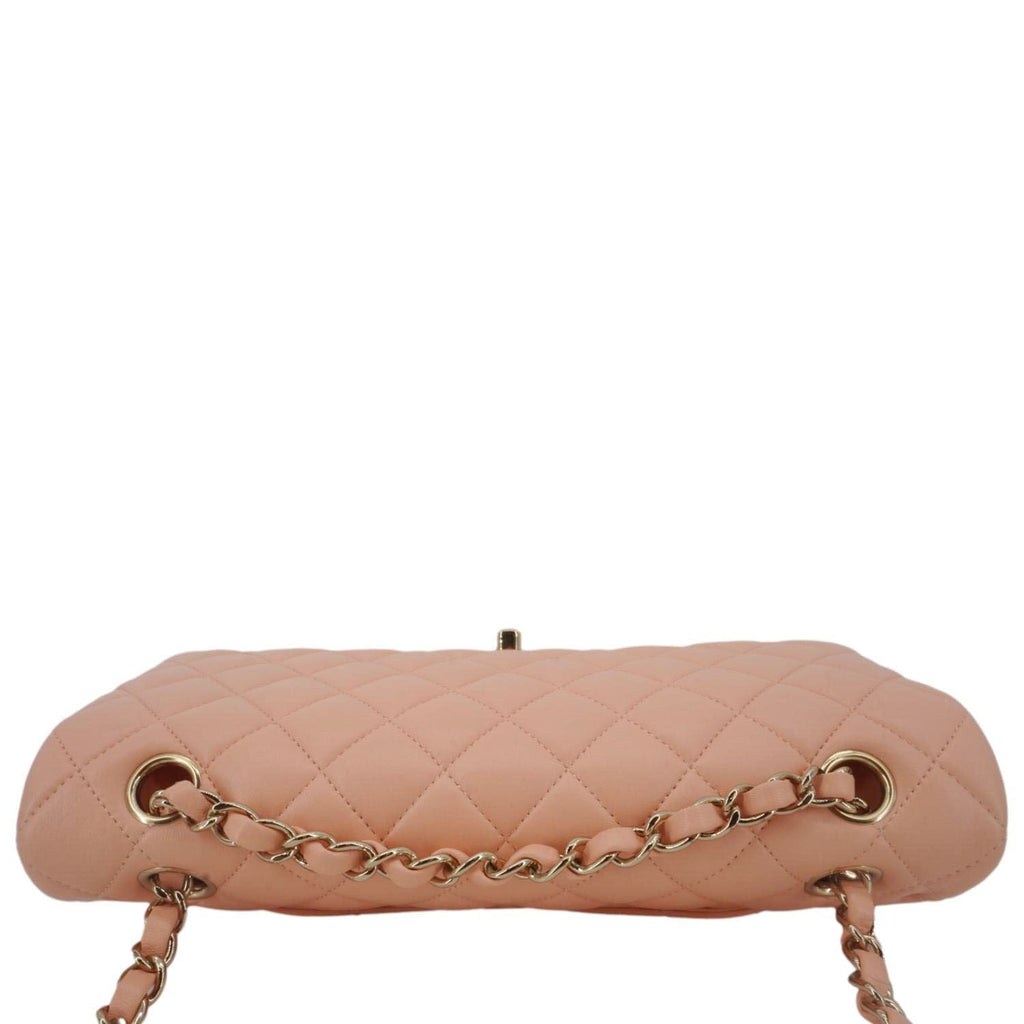 Chanel Classic Double Flap Quilted Leather Crossbody Bag Peach