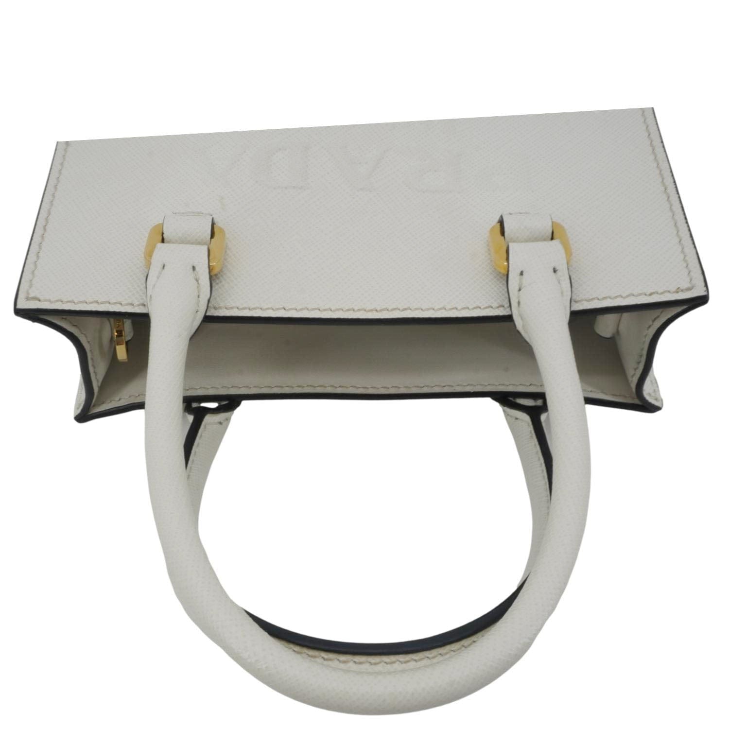 PRADA Saffiano Embossed Leather Crossbody Bag White