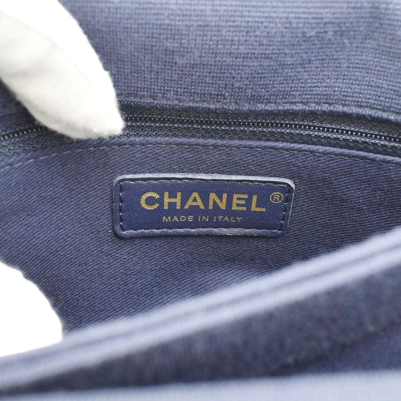 Chanel Trendy CC Small Jersey Chevron Top Handle Shoulder Bag Blue