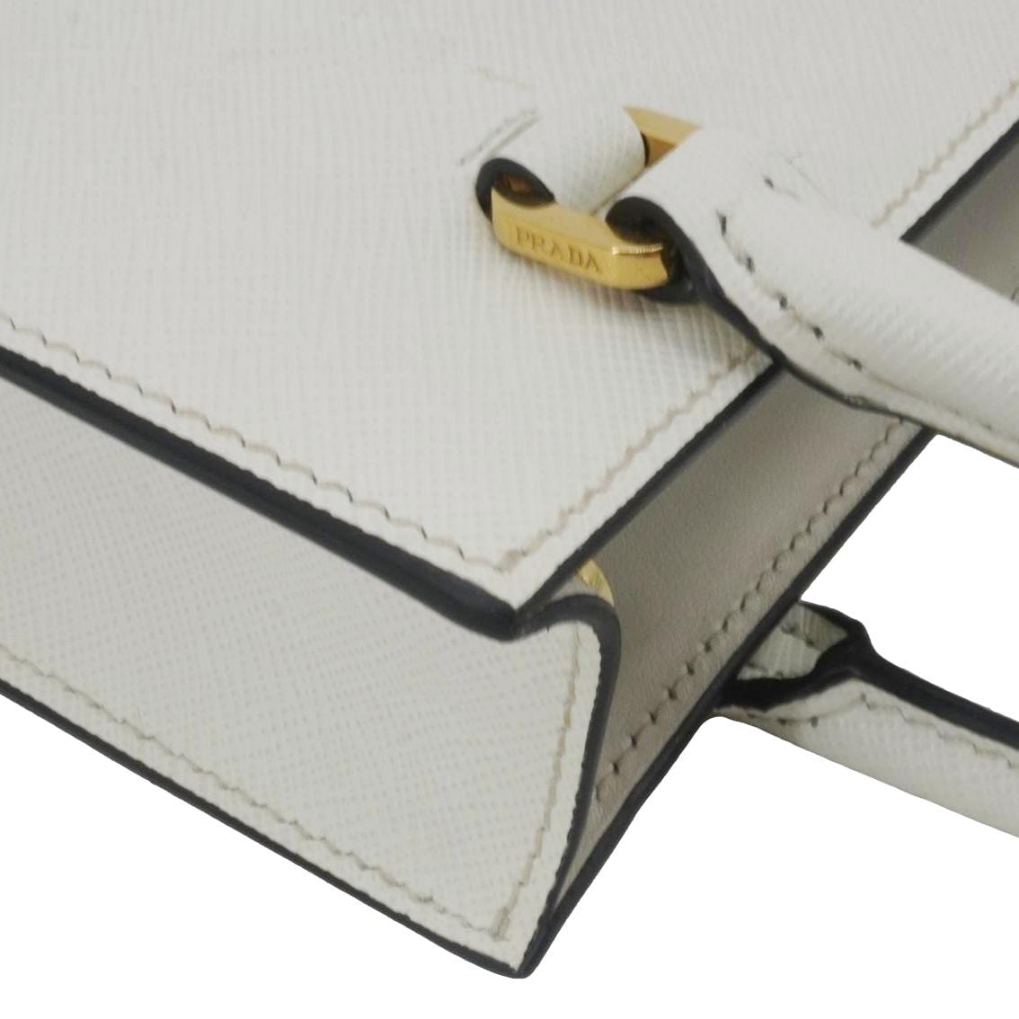 PRADA Saffiano Embossed Leather Crossbody Bag White