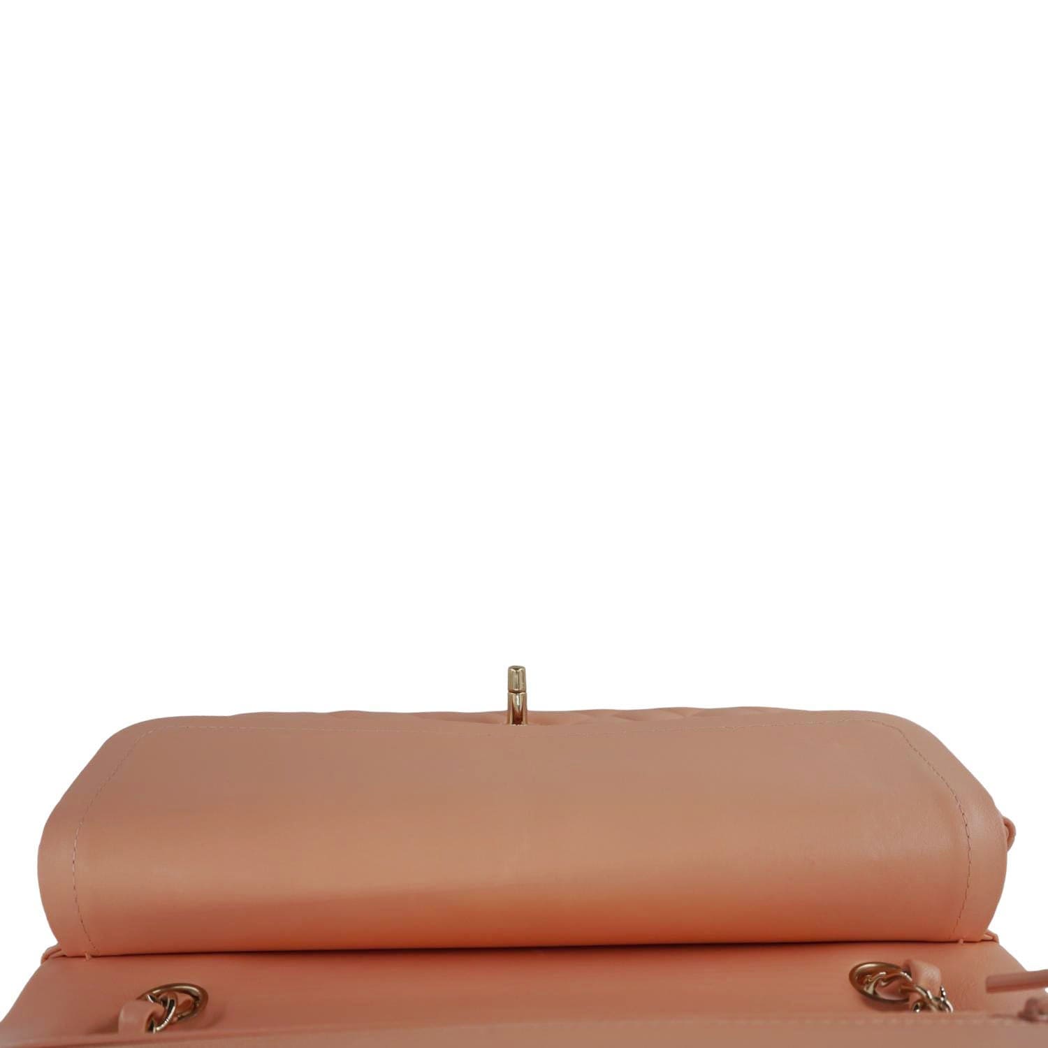 Chanel Classic Double Flap Quilted Leather Crossbody Bag Peach
