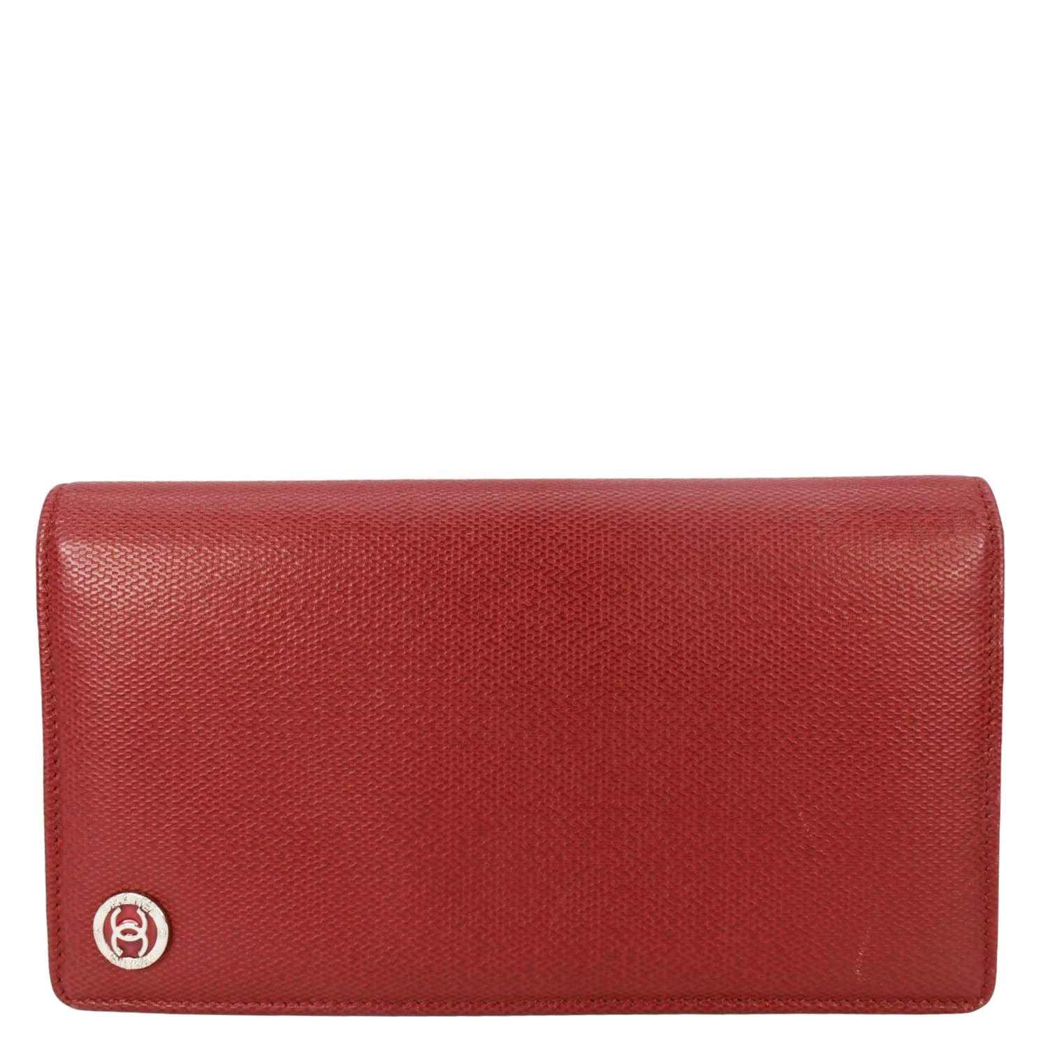 Chanel  Leather Long Wallet Red