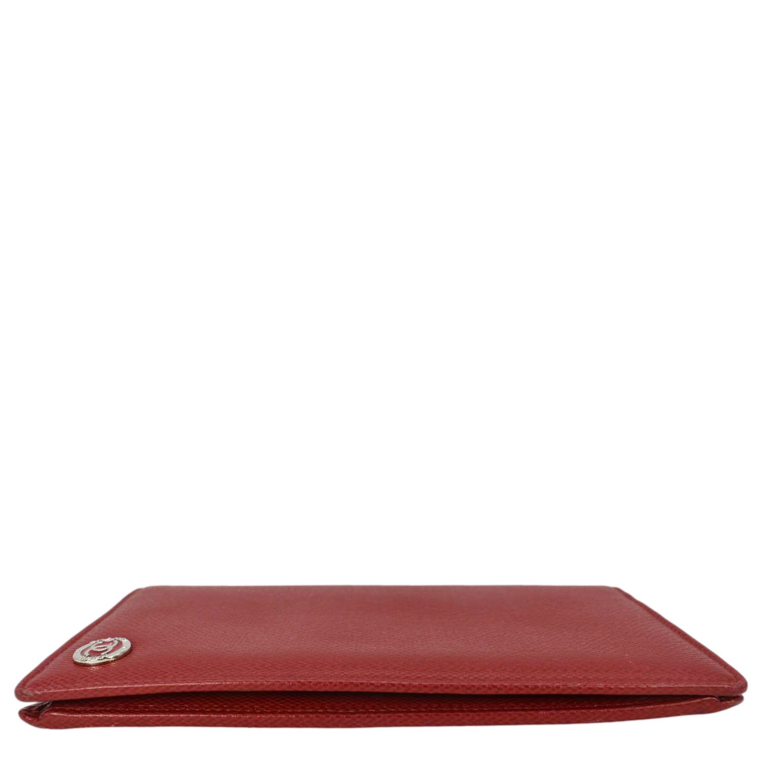 Chanel  Leather Long Wallet Red