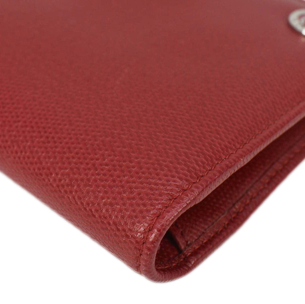 Chanel  Leather Long Wallet Red