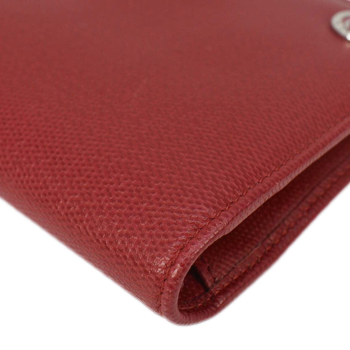 Chanel  Leather Long Wallet Red