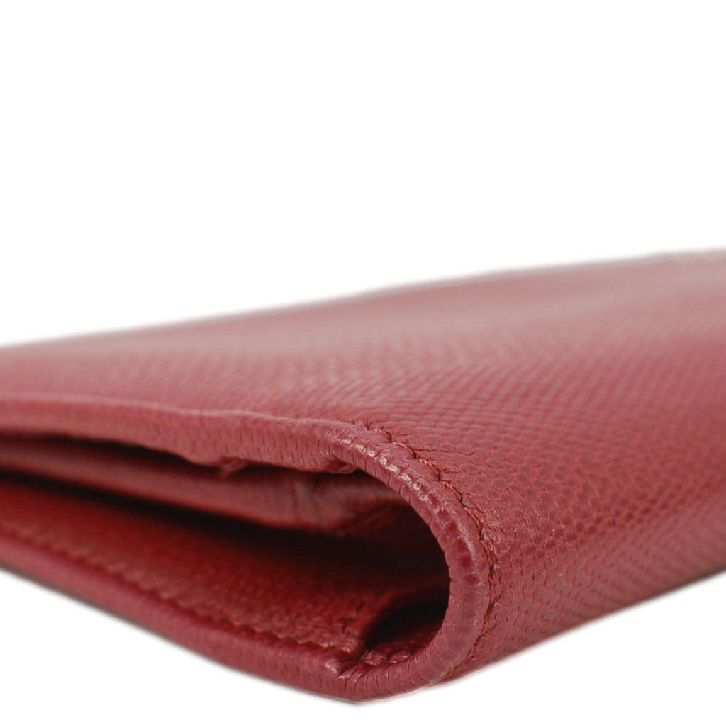 Chanel  Leather Long Wallet Red