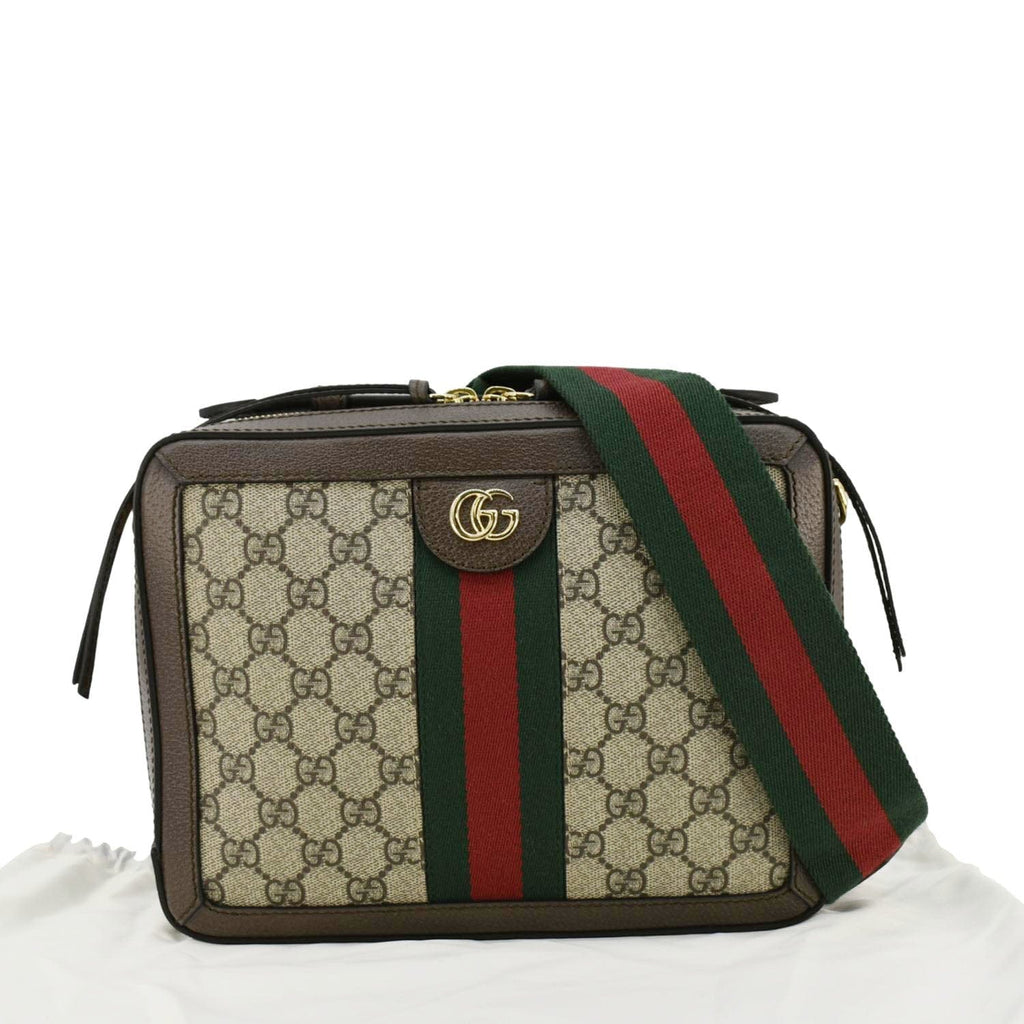GUCCI Ophidia Web Small Gucci Supreme Canvas Shoulder Bag Beige 550622