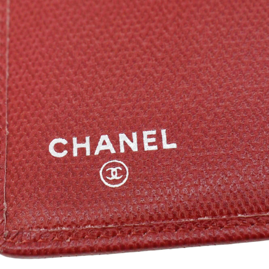 Chanel  Leather Long Wallet Red