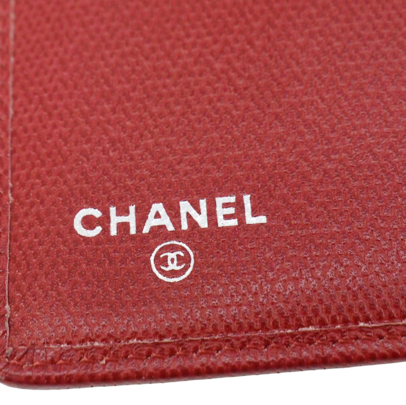 Chanel  Leather Long Wallet Red
