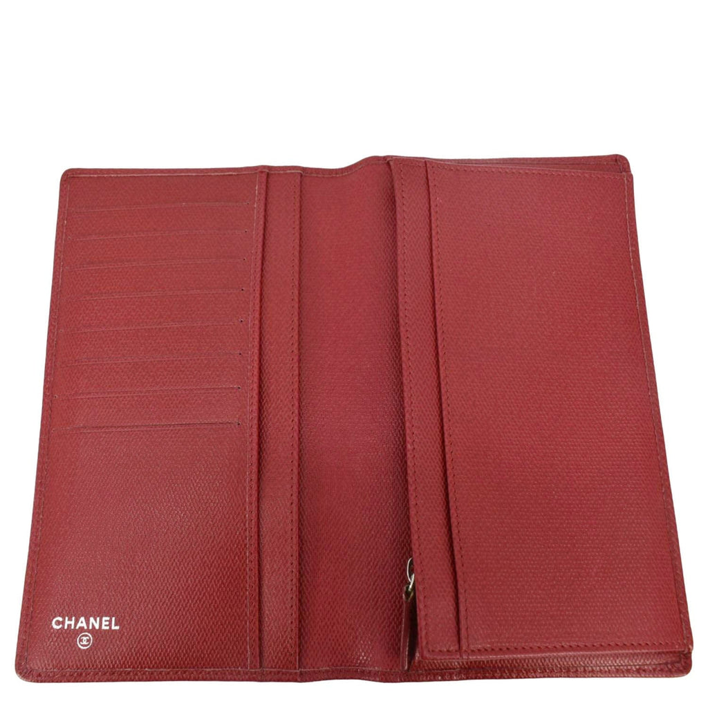Chanel  Leather Long Wallet Red