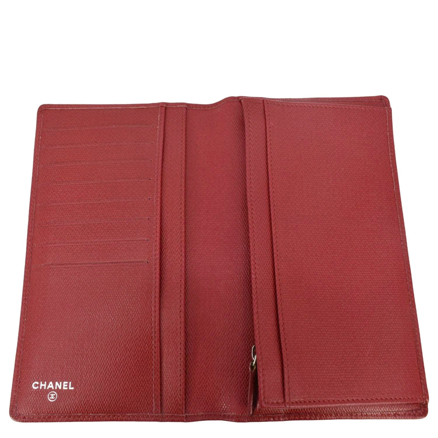 Chanel  Leather Long Wallet Red