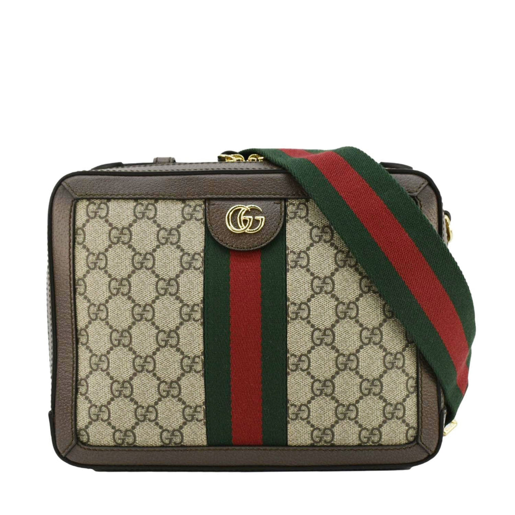 GUCCI Ophidia Web Small Gucci Supreme Canvas Shoulder Bag Beige 550622