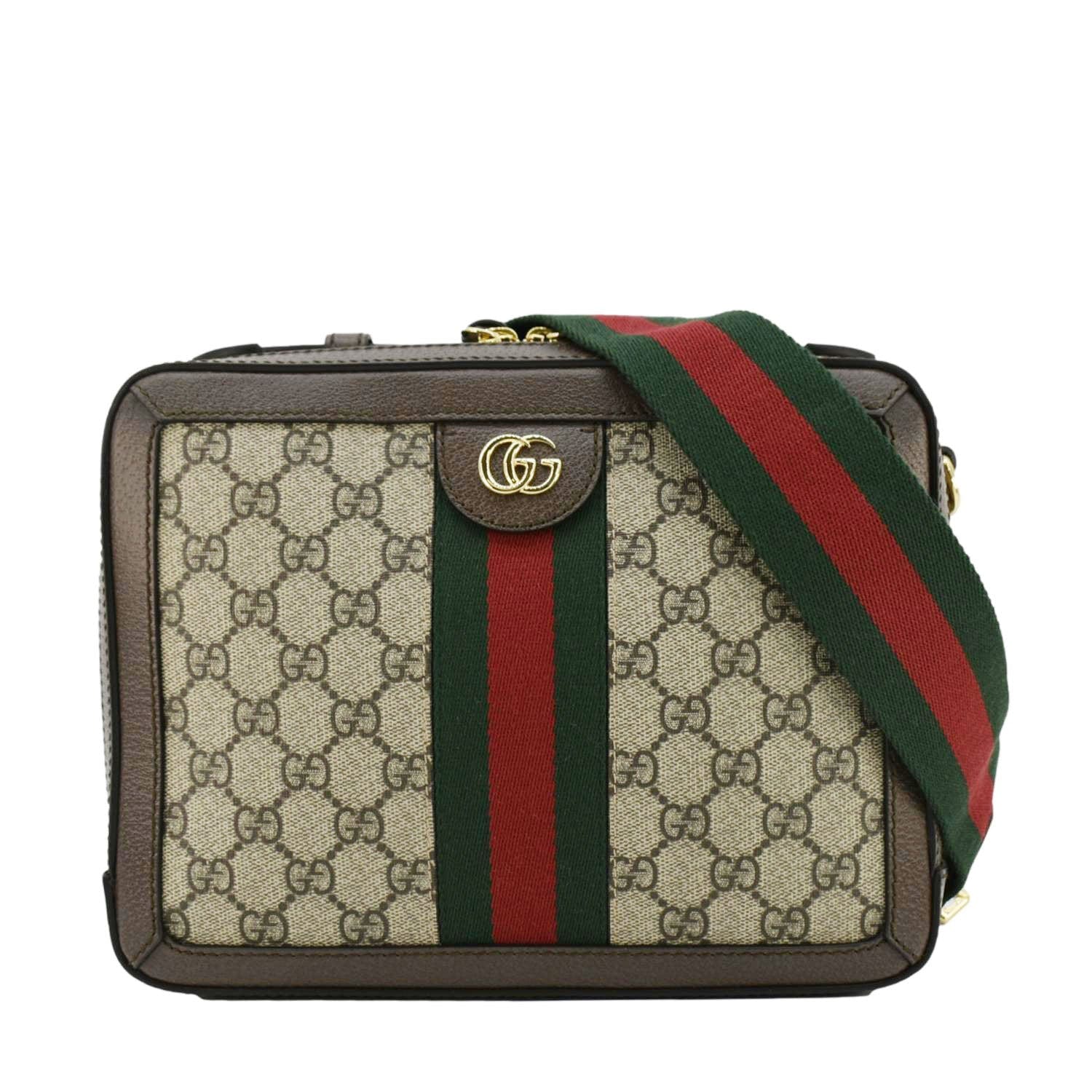 GUCCI Ophidia Web Small Gucci Supreme Canvas Shoulder Bag Beige 550622