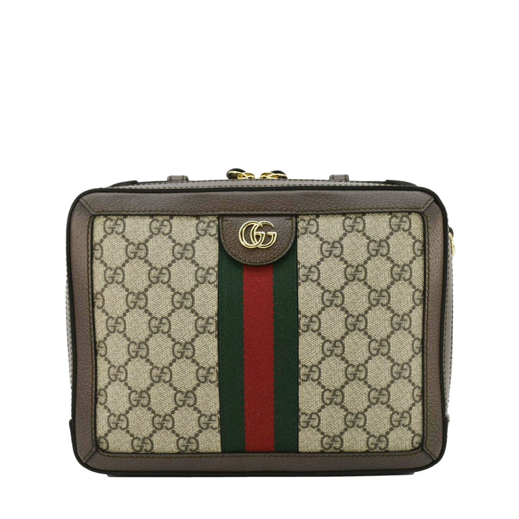 GUCCI Ophidia Web Small Gucci Supreme Canvas Shoulder Bag Beige 550622