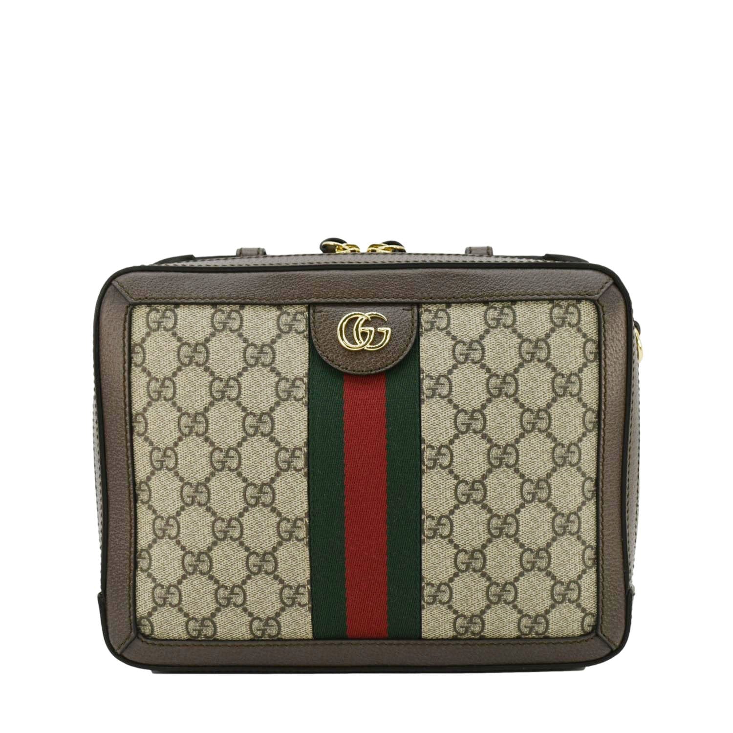 GUCCI Ophidia Web Small Gucci Supreme Canvas Shoulder Bag Beige 550622