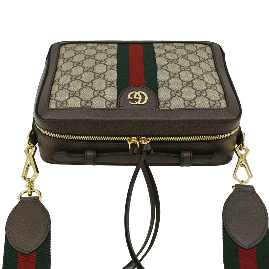 GUCCI Ophidia Web Small Gucci Supreme Canvas Shoulder Bag Beige 550622
