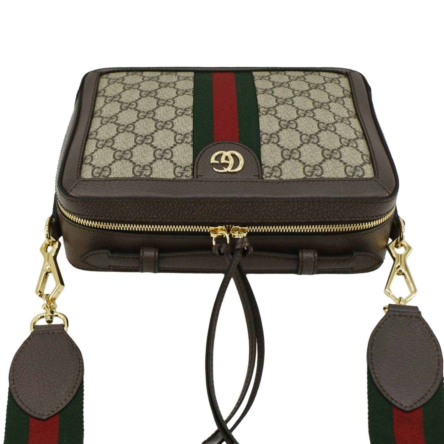 GUCCI Ophidia Web Small Gucci Supreme Canvas Shoulder Bag Beige 550622