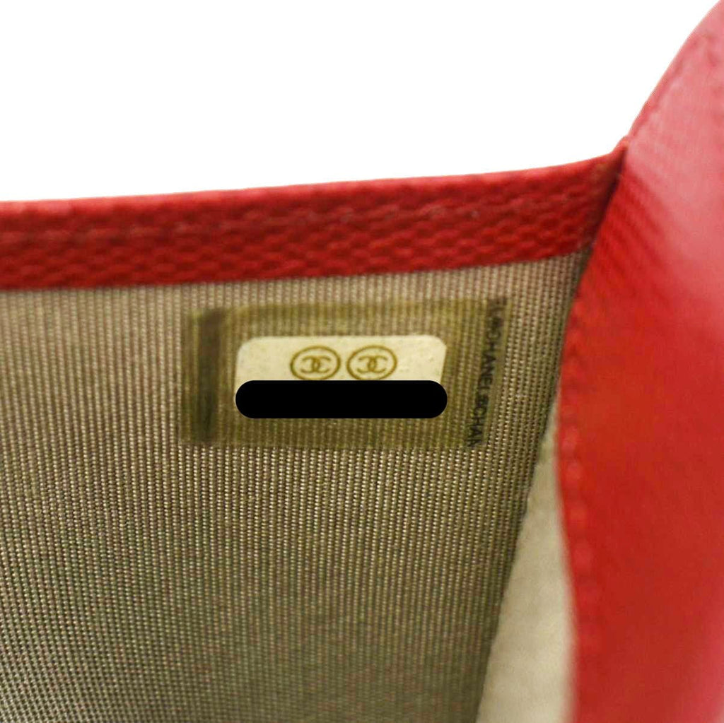 Chanel  Leather Long Wallet Red