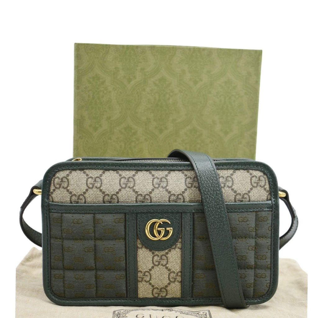 GUCCI Mini Quilted Gucci Supreme Canvas Crossbody Bag Green 751914