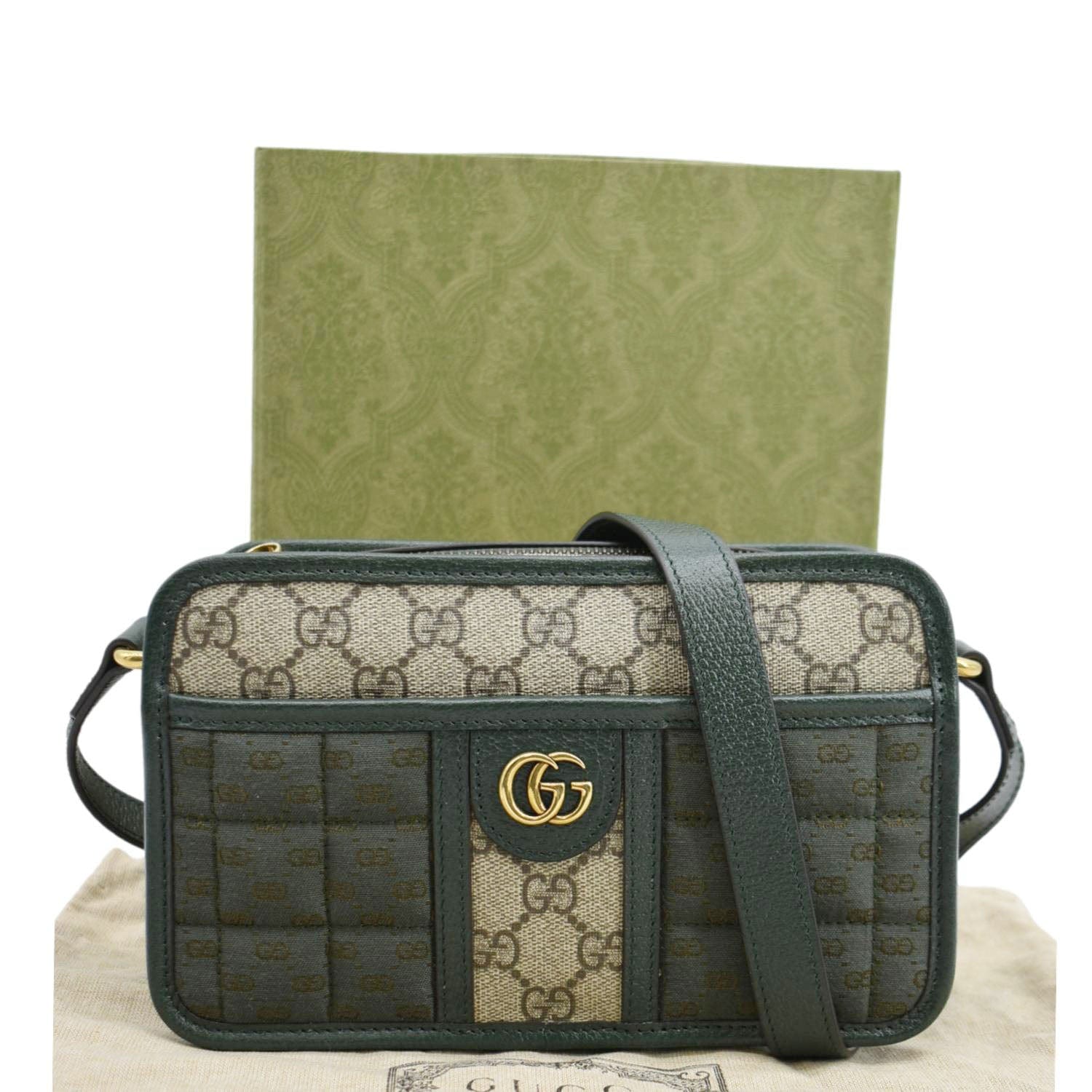 GUCCI Mini Quilted Gucci Supreme Canvas Crossbody Bag Green 751914