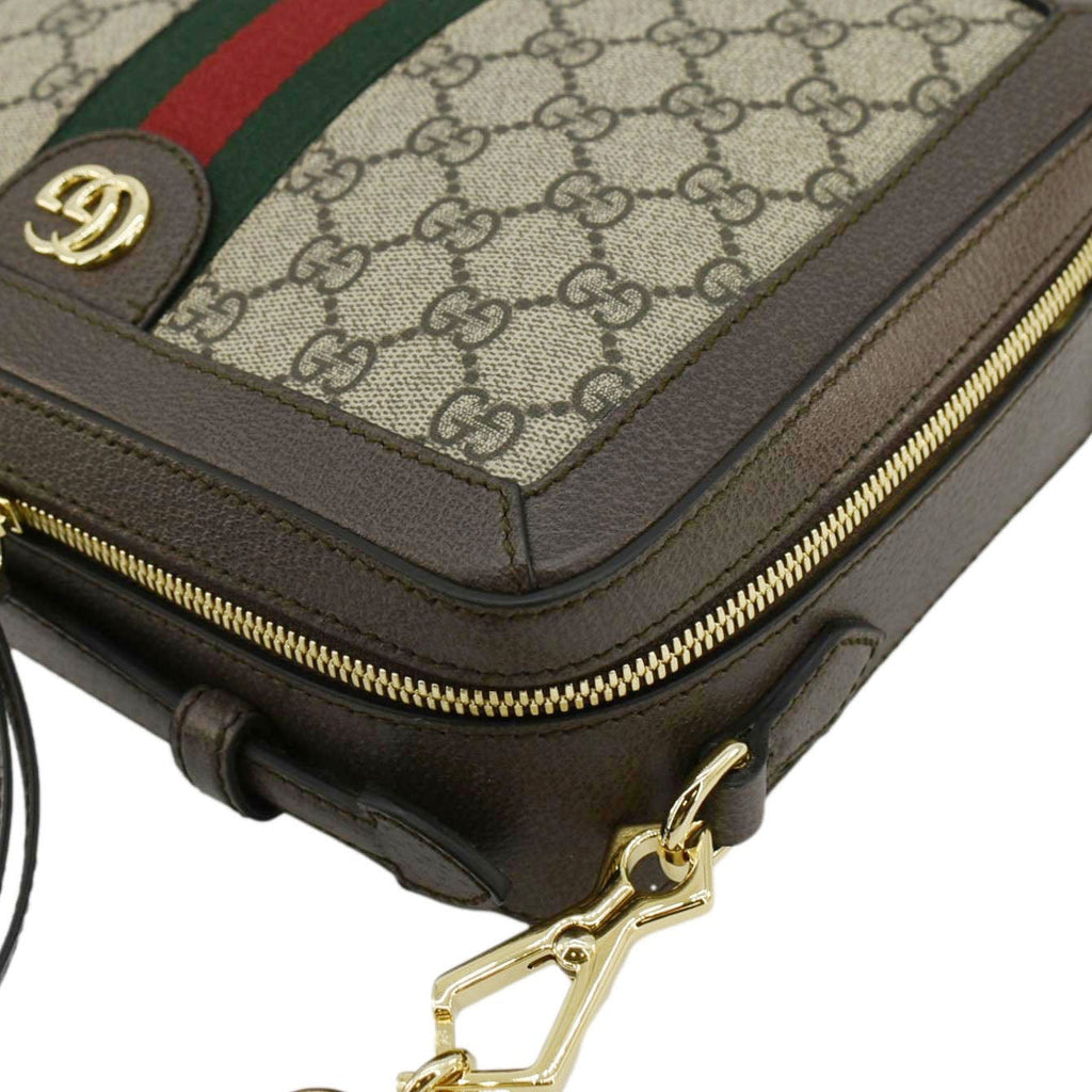 GUCCI Ophidia Web Small Gucci Supreme Canvas Shoulder Bag Beige 550622