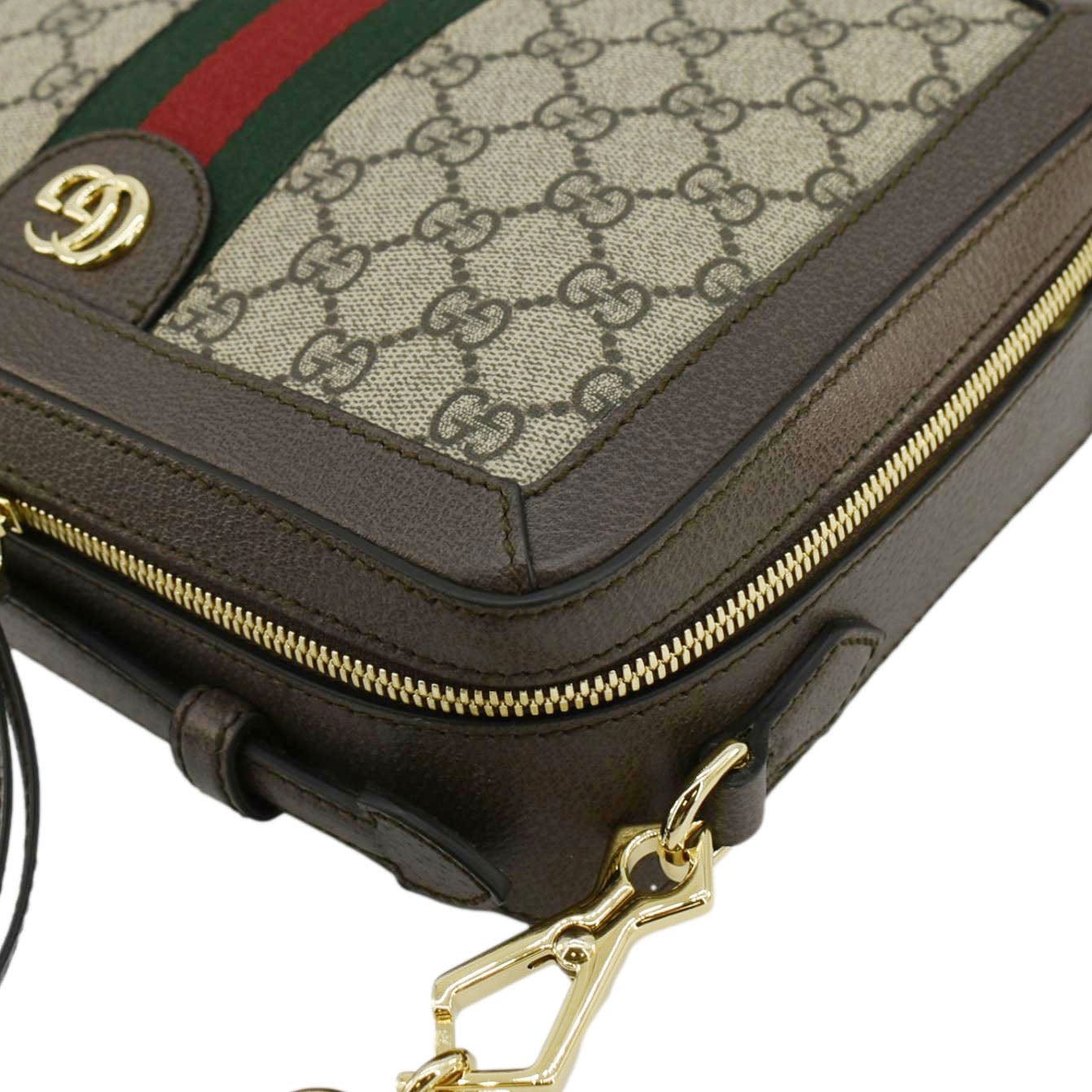 GUCCI Ophidia Web Small Gucci Supreme Canvas Shoulder Bag Beige 550622