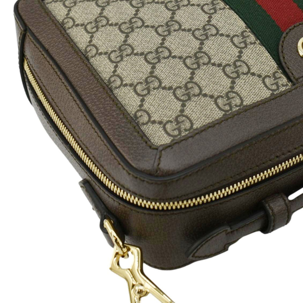 GUCCI Ophidia Web Small Gucci Supreme Canvas Shoulder Bag Beige 550622